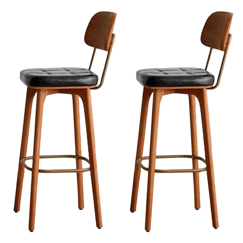 Nordic Style PU Leather Bar-stool Square Seat Counter Bar Stool with Wooden Legs