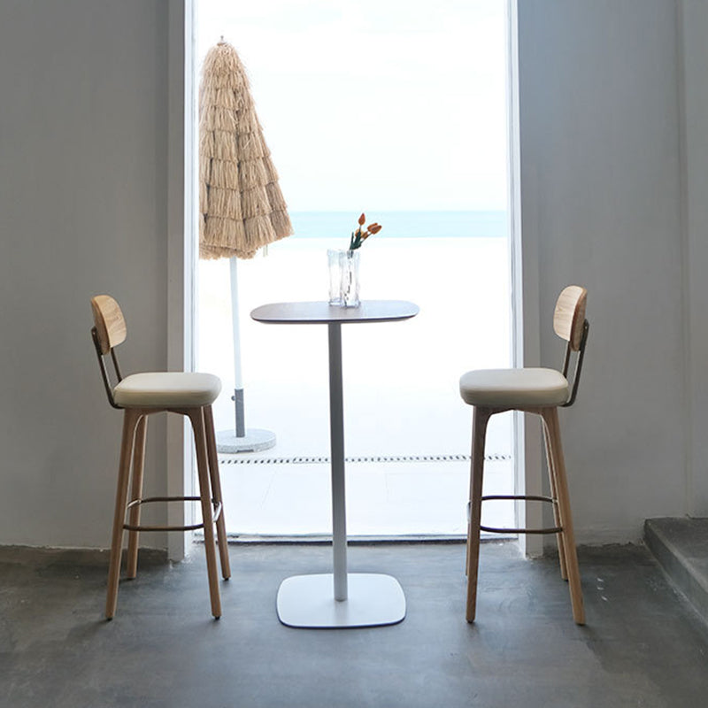 Nordic Style PU Leather Bar-stool Square Seat Counter Bar Stool with Wooden Legs