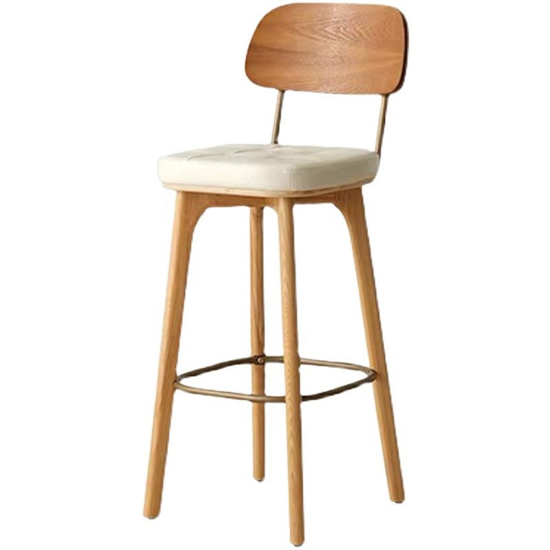 Nordic Style PU Leather Bar-stool Square Seat Counter Bar Stool with Wooden Legs