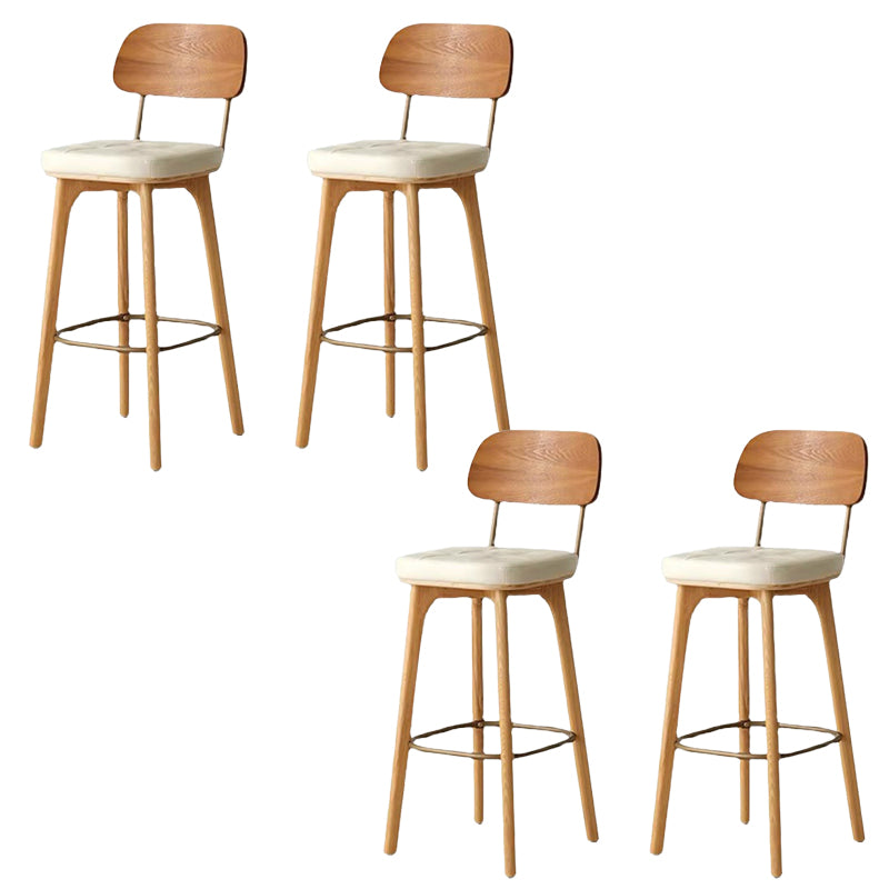 Nordic Style PU Leather Bar-stool Square Seat Counter Bar Stool with Wooden Legs