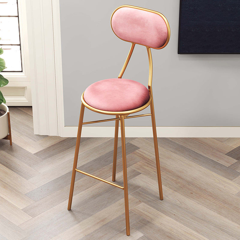 Nordic Low Back Bar-stool Round Seat Counter Bar Stool with Metal Legs