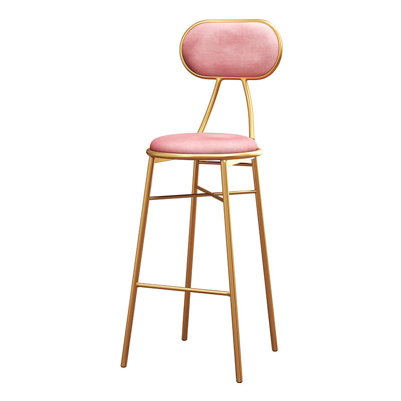 Nordic Low Back Bar-stool Round Seat Counter Bar Stool with Metal Legs
