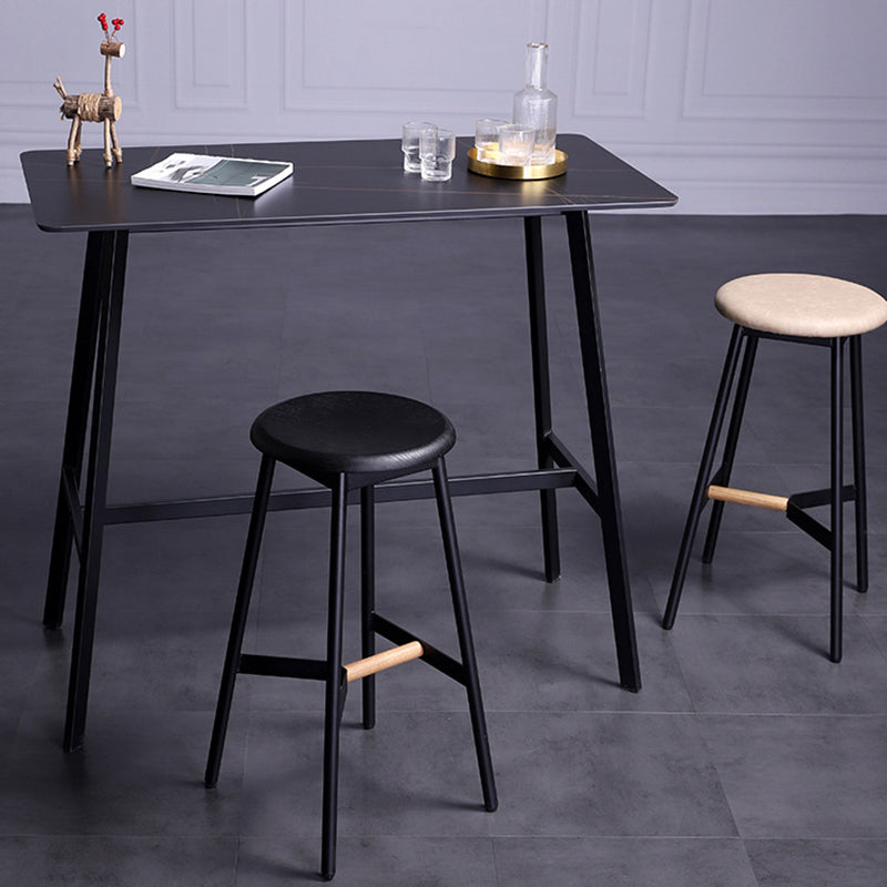 Modern Style Bar-stool Round Seat Counter Bar Stool with Metal Legs for Home
