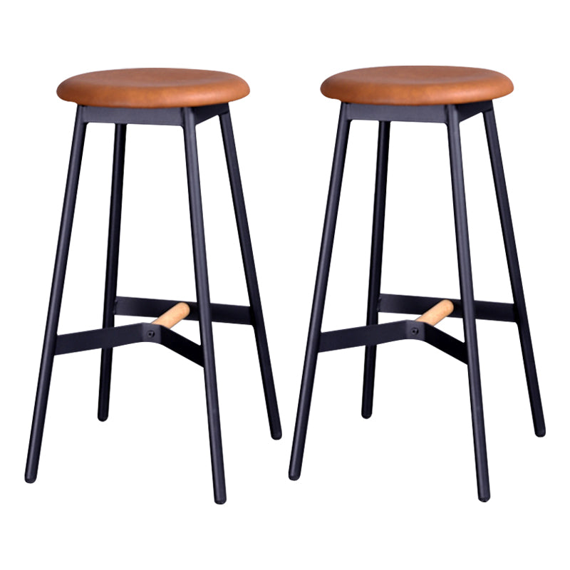 Modern Style Bar-stool Round Seat Counter Bar Stool with Metal Legs for Home
