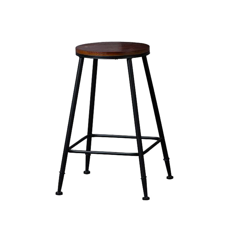 Industrial Solid Wood Counter Stool Metal Counter Height Stools for Home Use