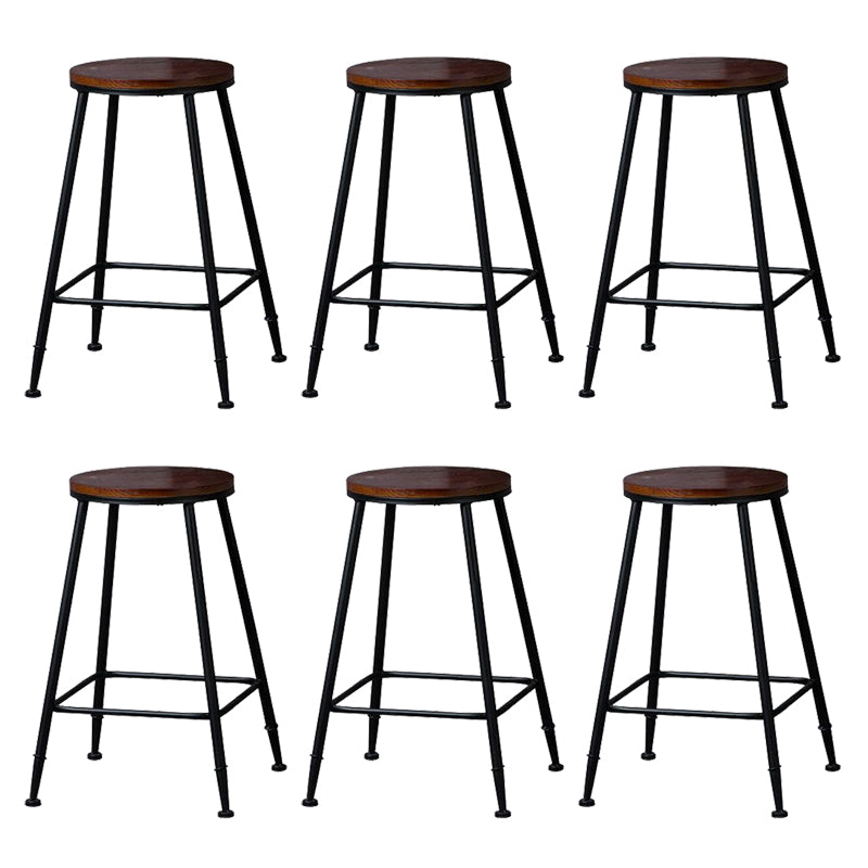 Industrial Solid Wood Counter Stool Metal Counter Height Stools for Home Use