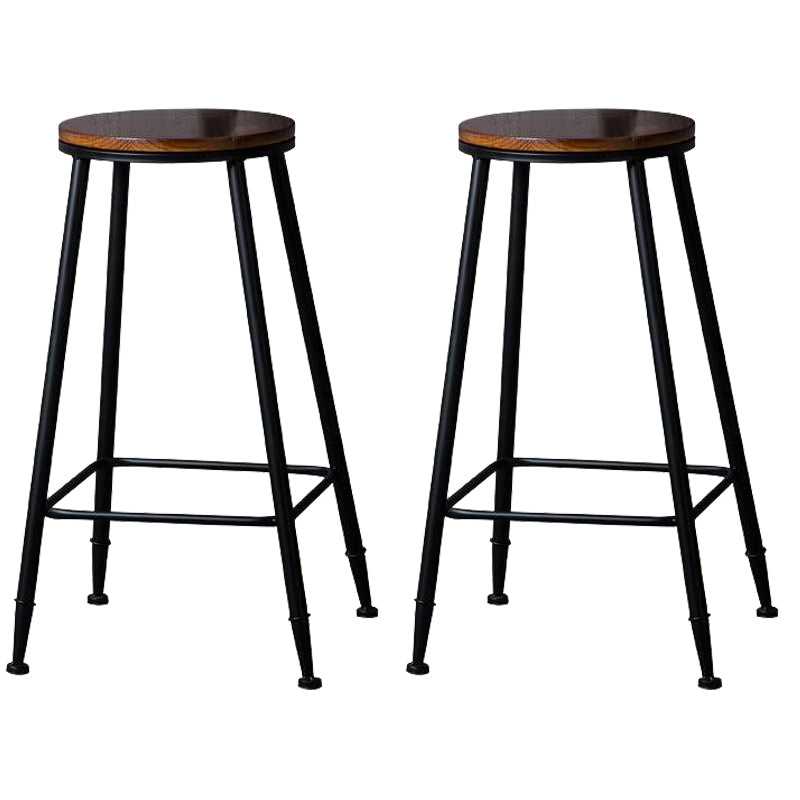 Industrial Solid Wood Counter Stool Metal Counter Height Stools for Home Use