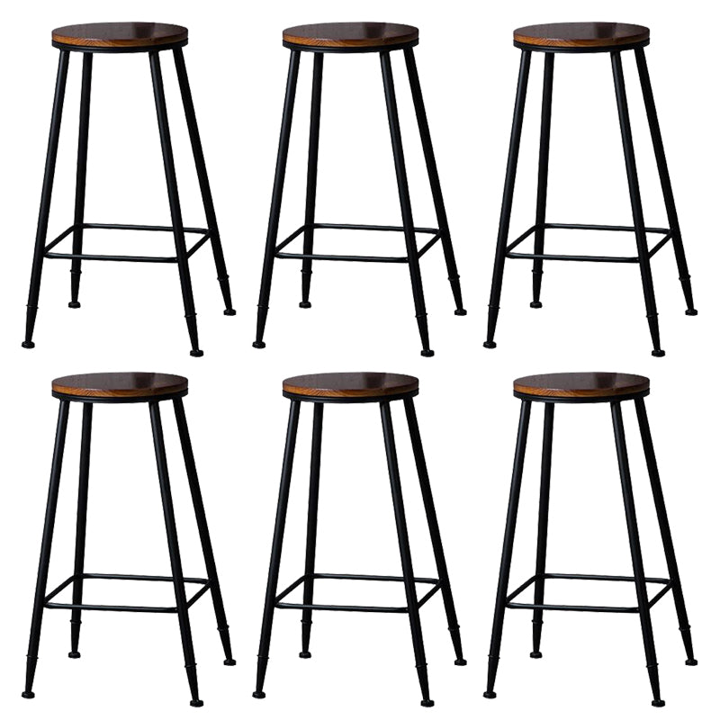 Industrial Solid Wood Counter Stool Metal Counter Height Stools for Home Use