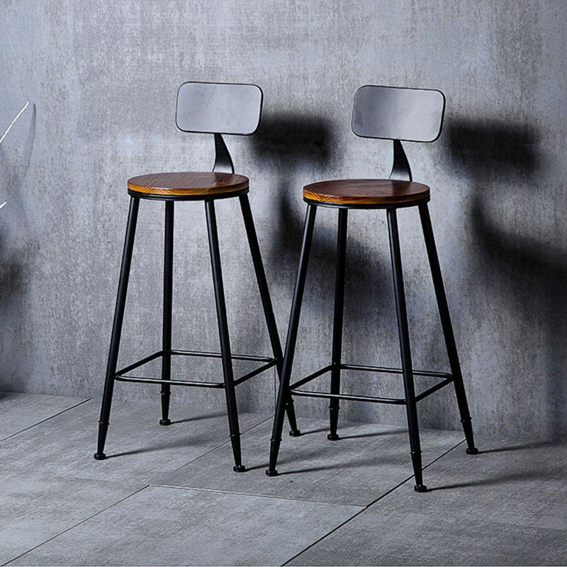 Industrial Solid Wood Counter Stool Metal Counter Height Stools for Home Use