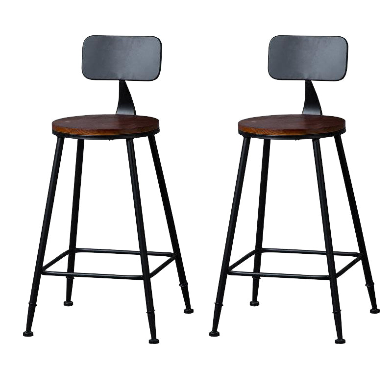 Industrial Solid Wood Counter Stool Metal Counter Height Stools for Home Use