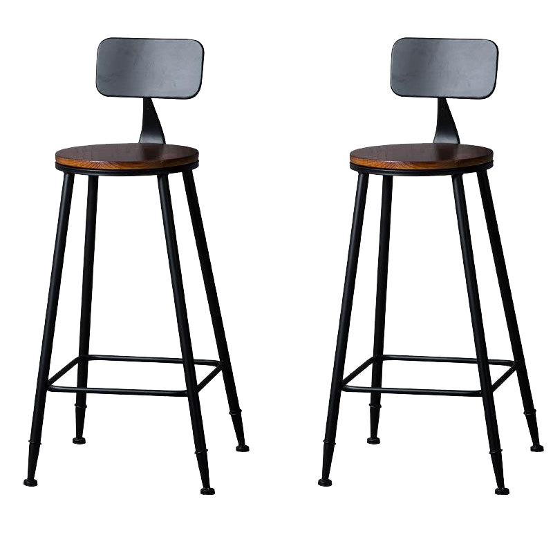 Industrial Solid Wood Counter Stool Metal Counter Height Stools for Home Use