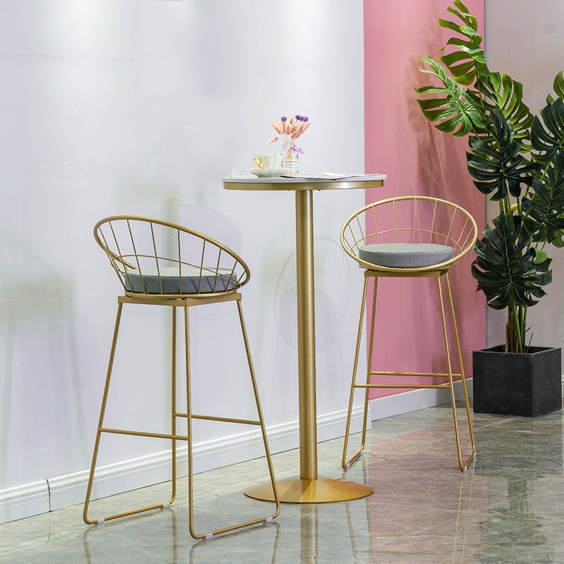 Glam Style Fixed Bar Table Set 1/3 Pieces Faux Marble Counter Table Set