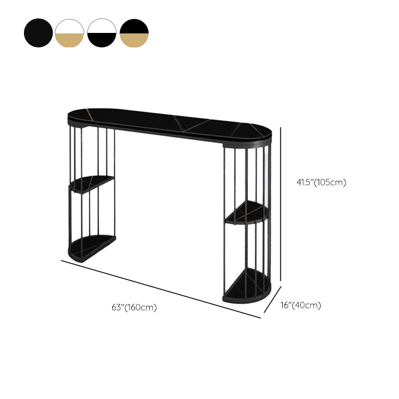 Glam Style Fixed Pub Set 1/3 Pieces Stone Oval Counter Table Set