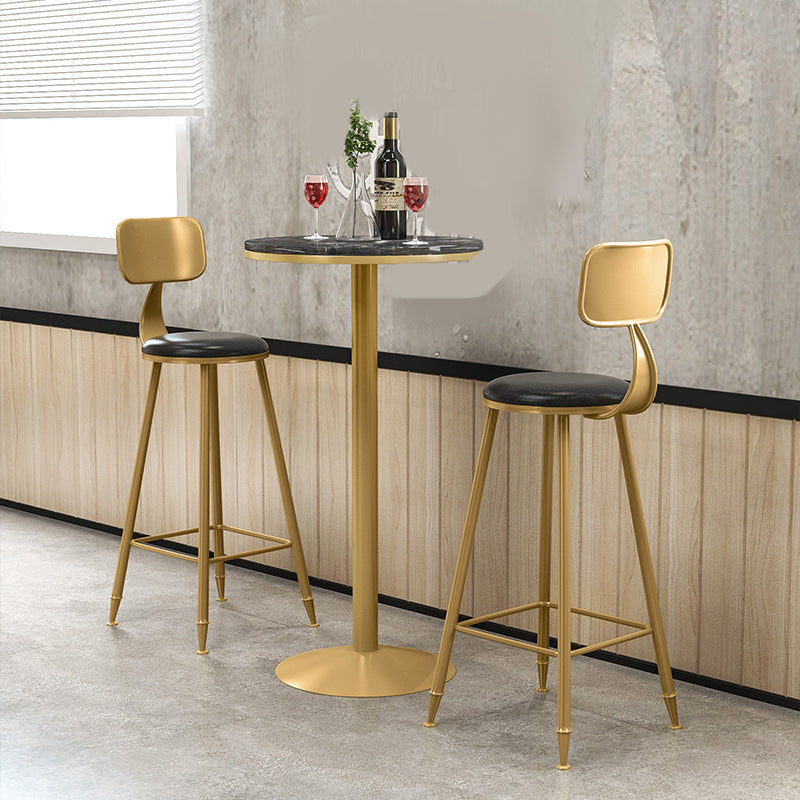 Metal Contemporary Pub Table Set 1/2/3/4 Pieces Bar Set with Upholstered Stools