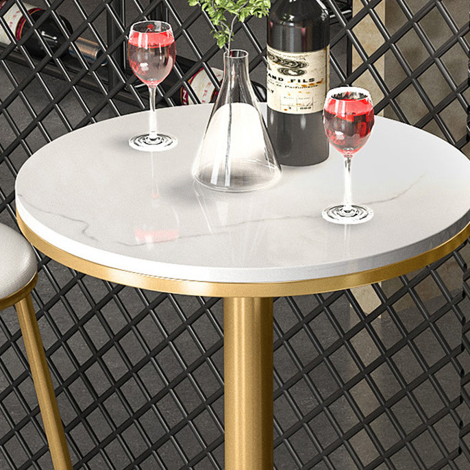 Metal Contemporary Pub Table Set 1/2/3/4 Pieces Bar Set with Upholstered Stools