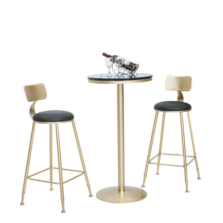 Glam Style Bar Table Set 1/2/3 Pieces Bar Table with Metal Stools