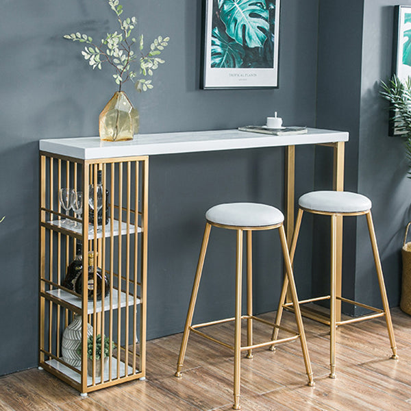 Glam Bar Table Set 1/3 Pieces Rectangle Wood Counter Table with Stools