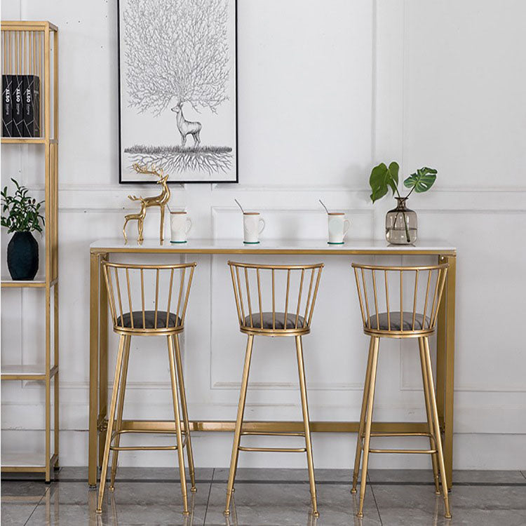 Glam Rectangle Bar Table Set 1/4/7 Pieces Faux Marble Fixed Counter Table Set