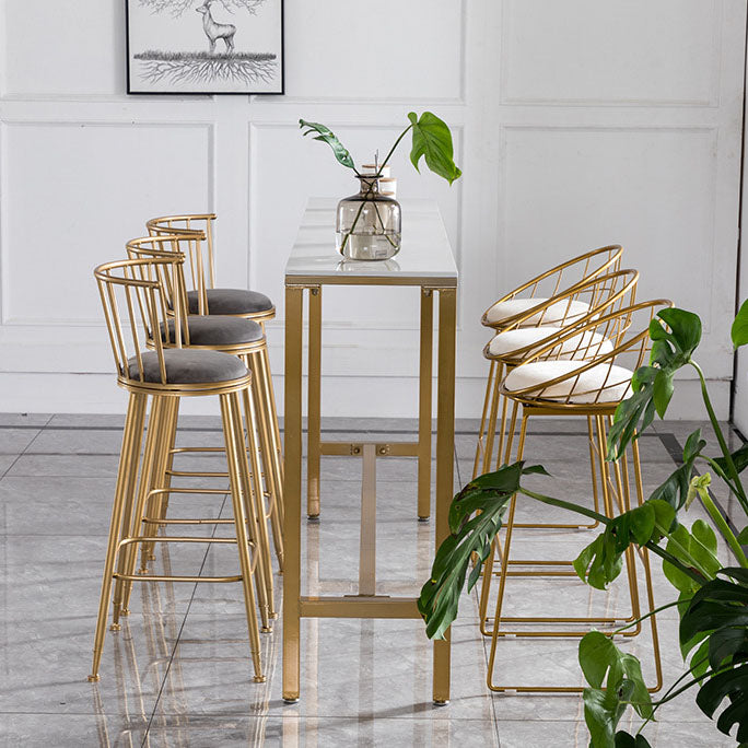 Glam Rectangle Bar Table Set 1/4/7 Pieces Faux Marble Fixed Counter Table Set