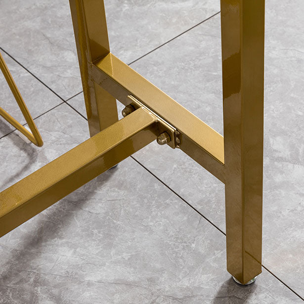 Glam Rectangle Bar Table Set 1/4/7 Pieces Faux Marble Fixed Counter Table Set