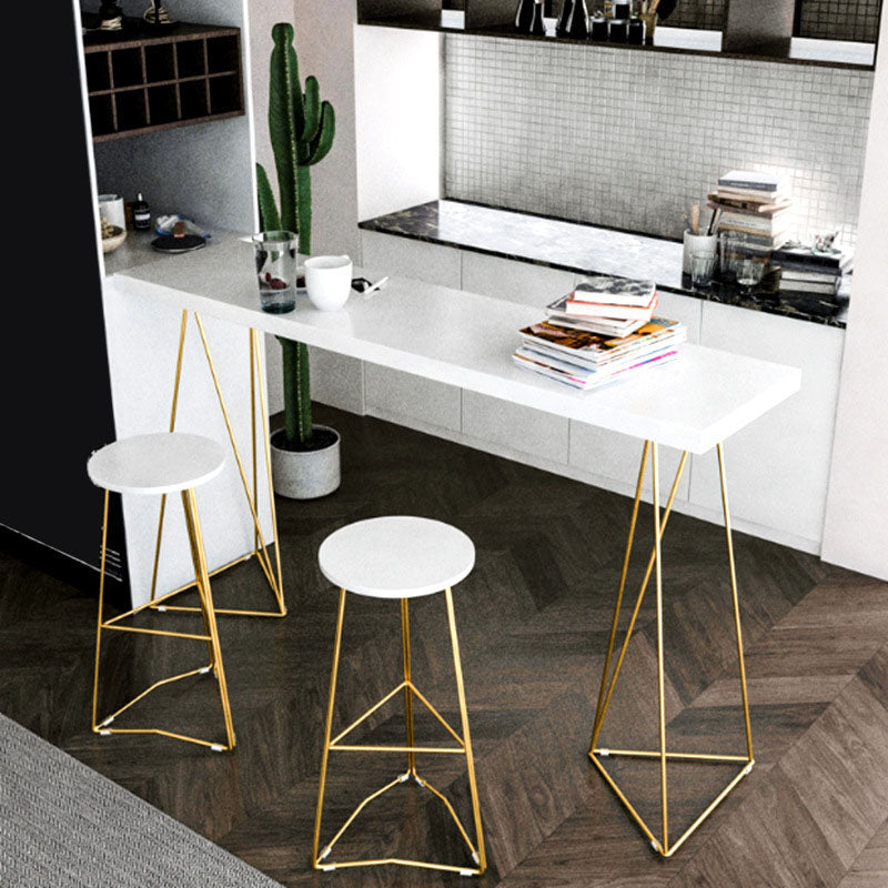 Solid Wood Bar Stool and Table Rectangular 1/3 Pieces Pub Table Set