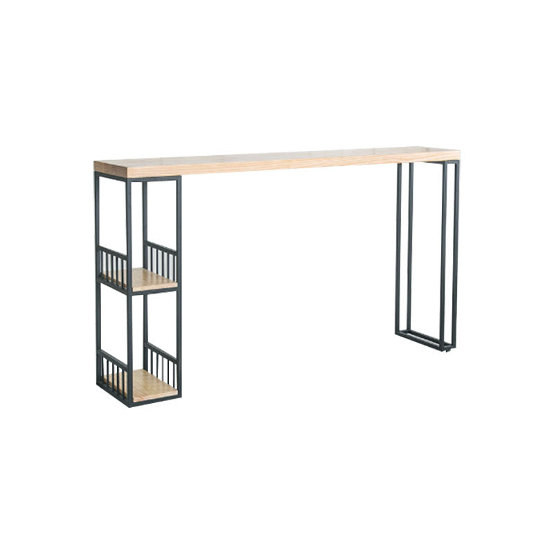 Glam Style Fixed Bar Table 1/3 Pieces Solid Wood Rectangle Counter Set