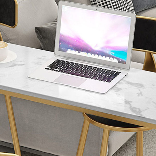 Glam Style Bar Table Set 1/5 Pieces Rectangle Faux Marble Counter Table