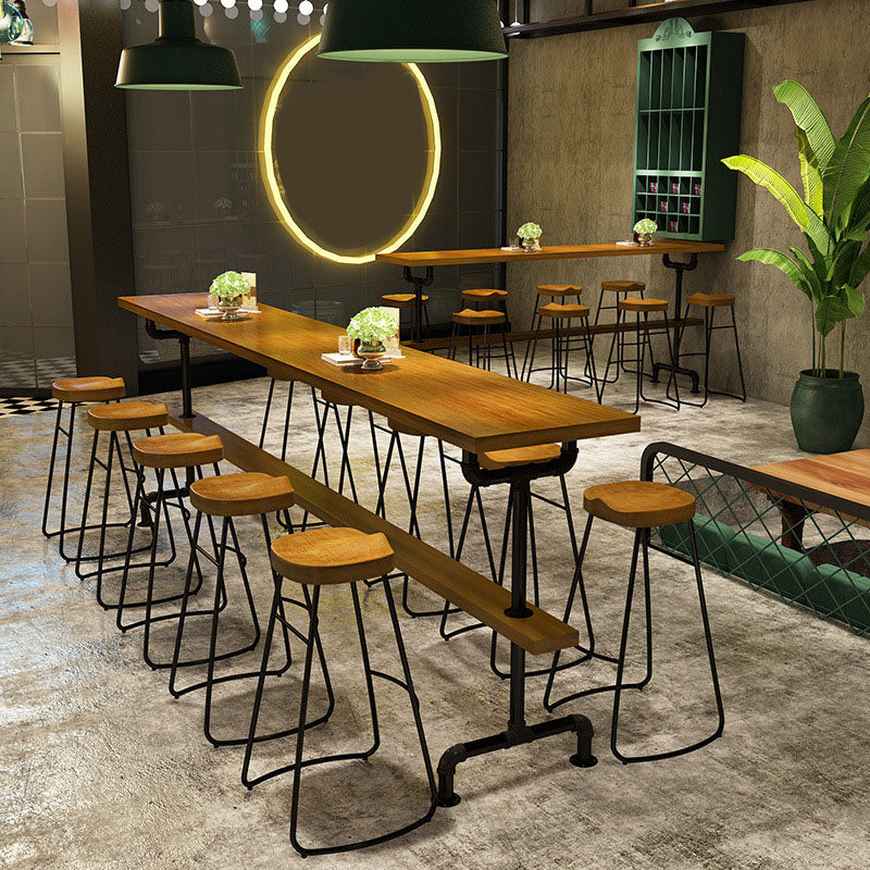 Industrial Style Bar Table 1/2/11 Pieces Rectangle Solid Wood Counter Set