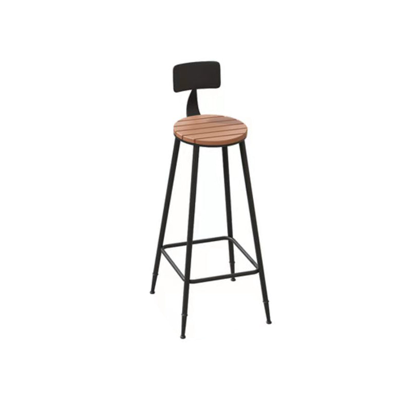 Brown Faux Wood Pub Table Set 1/5 Pieces Industrial Bar Set with Metal Stools