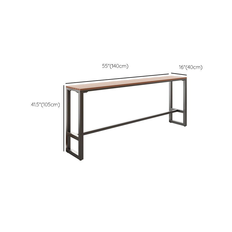 Brown Faux Wood Pub Table Set 1/5 Pieces Industrial Bar Set with Metal Stools