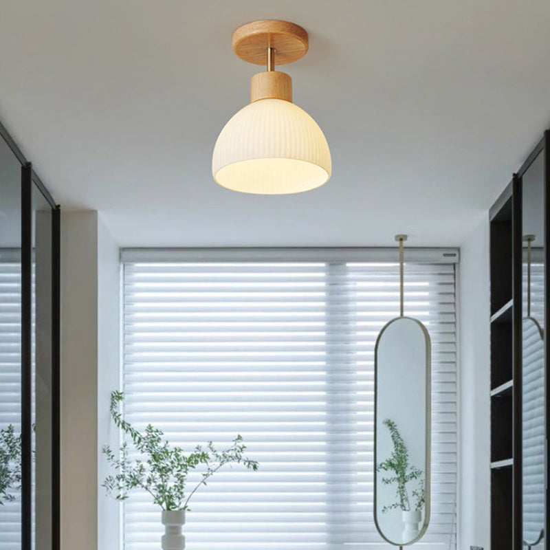 White Shaded Ceiling Light Modern Flush Mount Lighting for Foyer