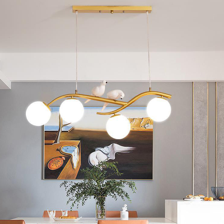 Modern Kitchen Island Lighting Globe Shaded Golden/Black Ceiling Light for Home