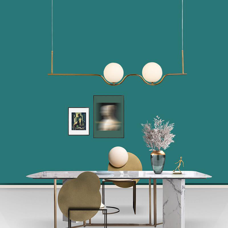 2-Light Golden Ceiling Light Contemporary Kitchen Island Lighting for Foyer