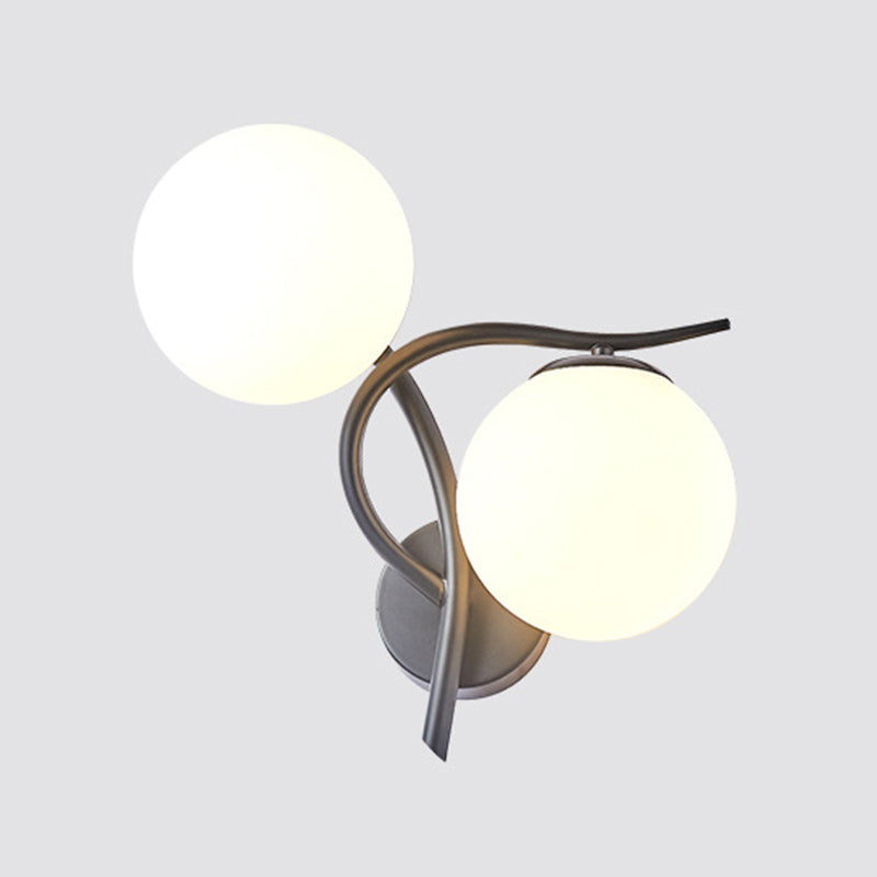 Modern Style Globe Shape Wall Light Glass 2 Light Sconces for Bedroom
