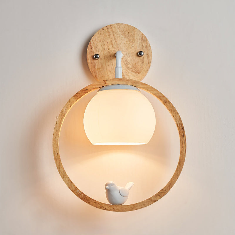 Modernist Wall Sconce Wood and Glass Sconce Light for Bedroom