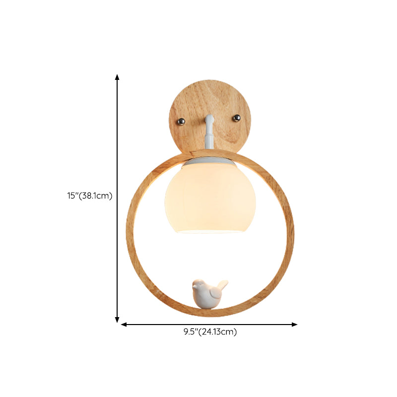 Modernist Wall Sconce Wood and Glass Sconce Light for Bedroom