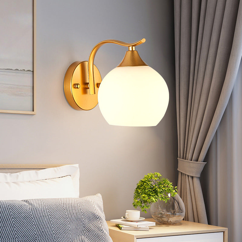 Modern Style Globe Shape Wall Light Glass Sconces for Bedroom