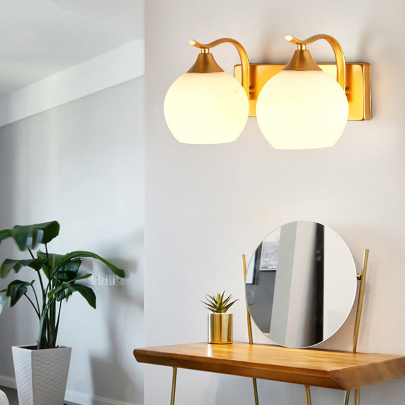 Modern Style Globe Shape Wall Light Glass Sconces for Bedroom