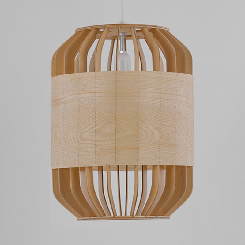 Beige Hanging Light Contemporary Bamboo Pendant Light Fixture for Dining Room