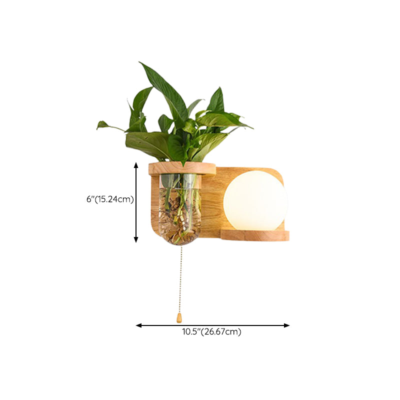 Modern Style Wall Light Wood 1 Light Sconces in White for Bedroom without Plant