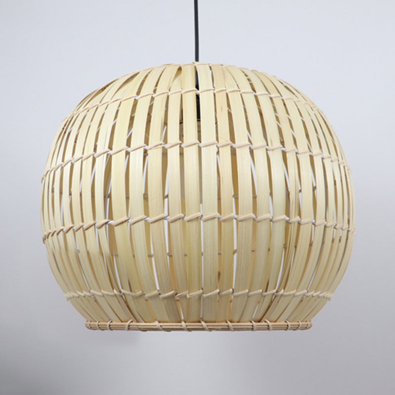 Globaler Bambusschatten -Anhängerlampe Moderne stilvolle 12 "/16" W 1 Glühbirne Beige/braune Deckenbeleuchtung für das Restaurant