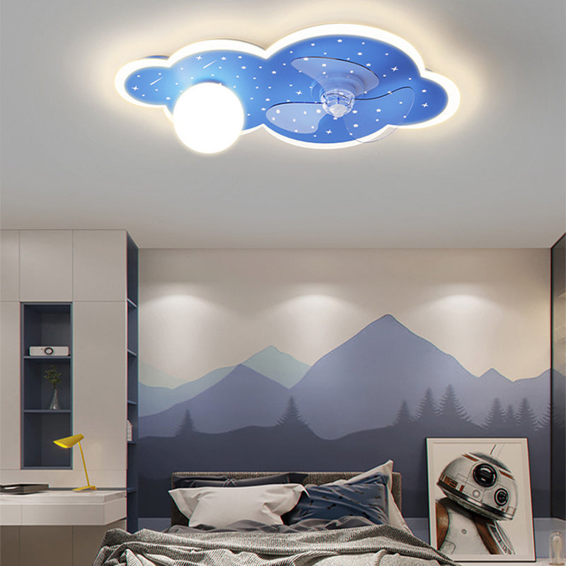 3-Blade Fan with Light Children Blue Ceiling Fan for Restaurant