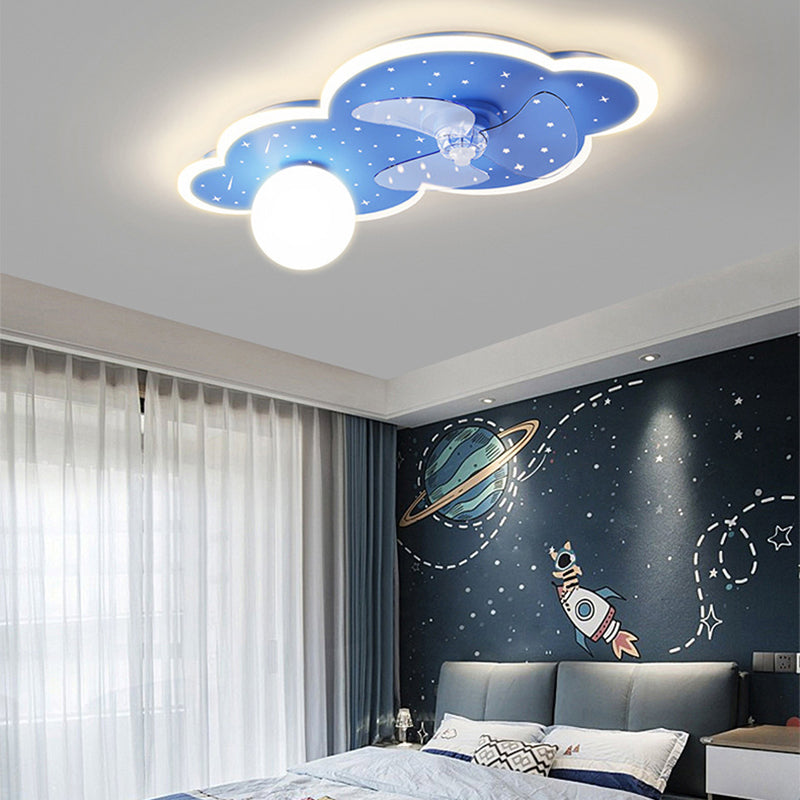 3-Blade Fan with Light Children Blue Ceiling Fan for Restaurant