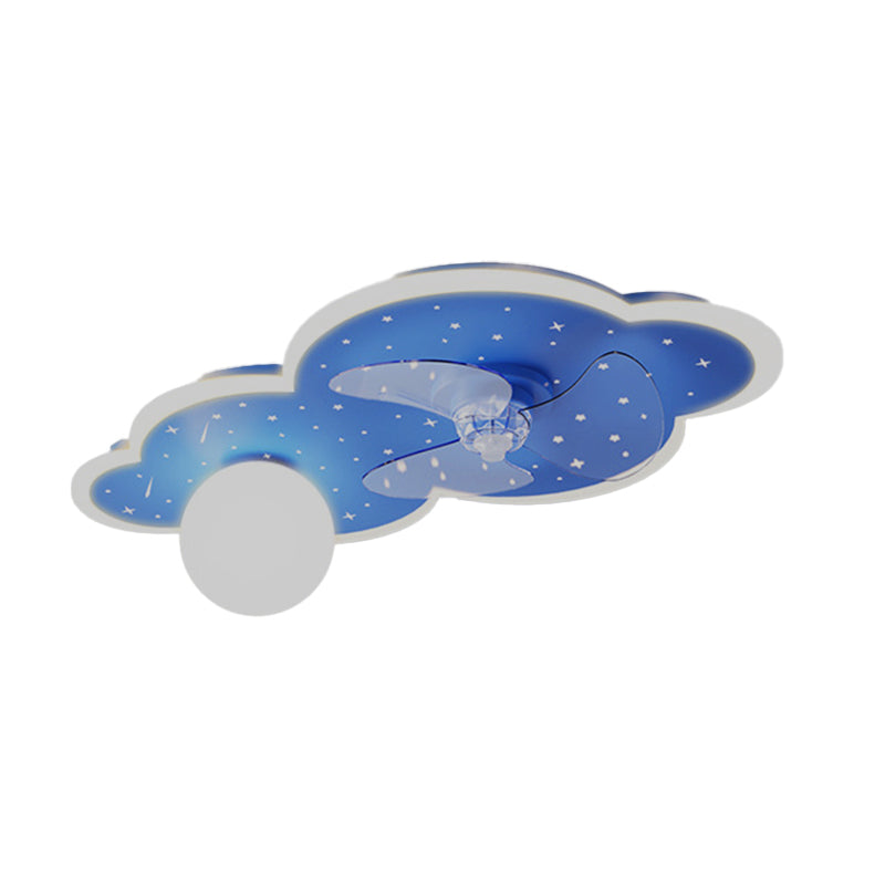 3-Blade Fan with Light Children Blue Ceiling Fan for Restaurant