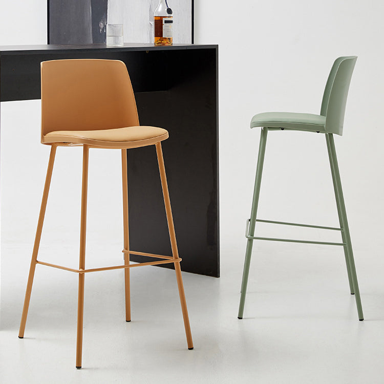 Modern Style PU Leather Bar-stool Square Seat Counter Bar Stool with Metal Legs