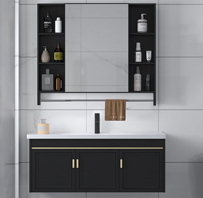 Ceramic Sink Vanity Glam Wall-Mounted Bathroom Vanity for Bathroom