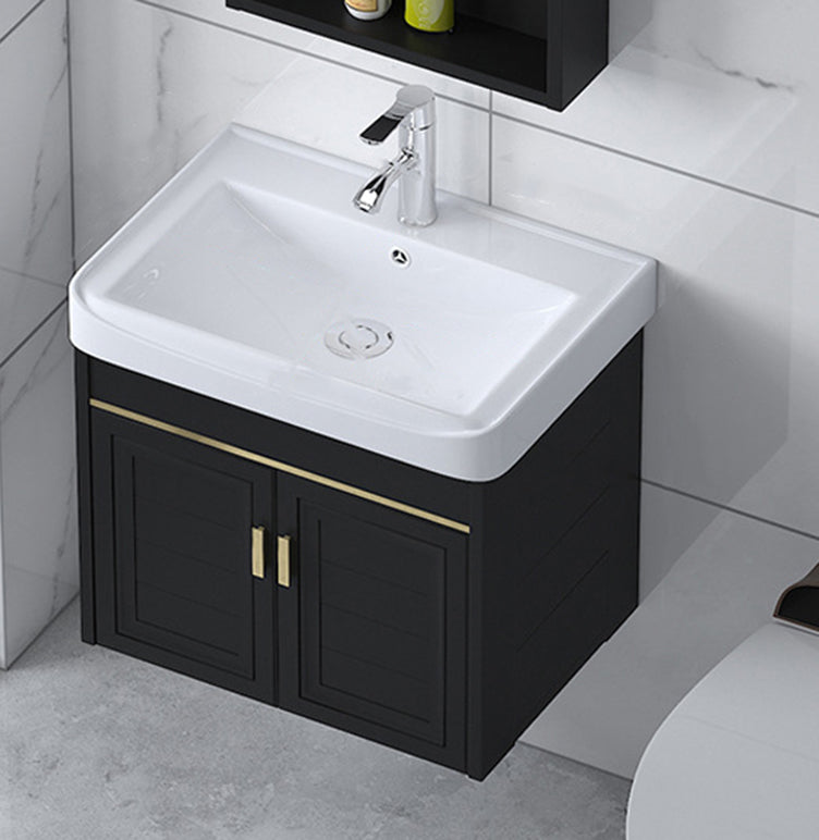 Ceramic Sink Vanity Glam Wall-Mounted Bathroom Vanity for Bathroom