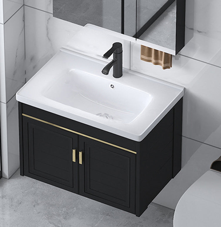 Ceramic Sink Vanity Glam Wall-Mounted Bathroom Vanity for Bathroom