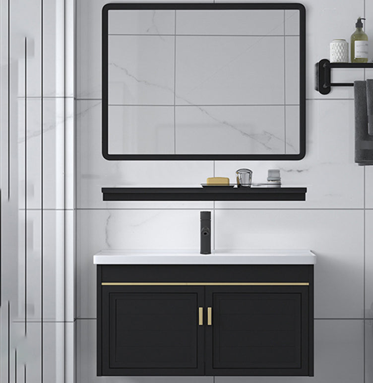 Ceramic Sink Vanity Glam Wall-Mounted Bathroom Vanity for Bathroom