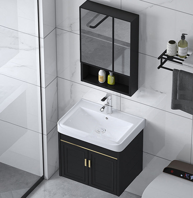 Ceramic Sink Vanity Glam Wall-Mounted Bathroom Vanity for Bathroom